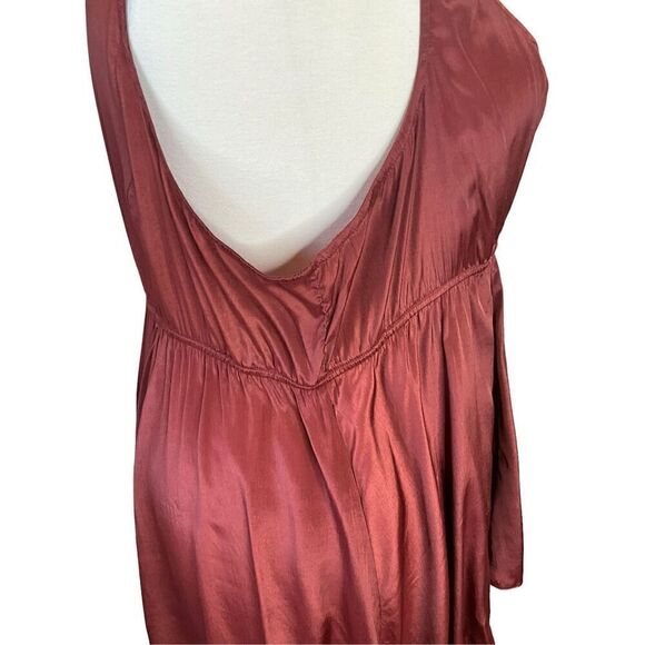 Torrid Womens 3X Button Front Blouse Copper Sleeveless Elastic Waist Collared - Picture 6 of 12